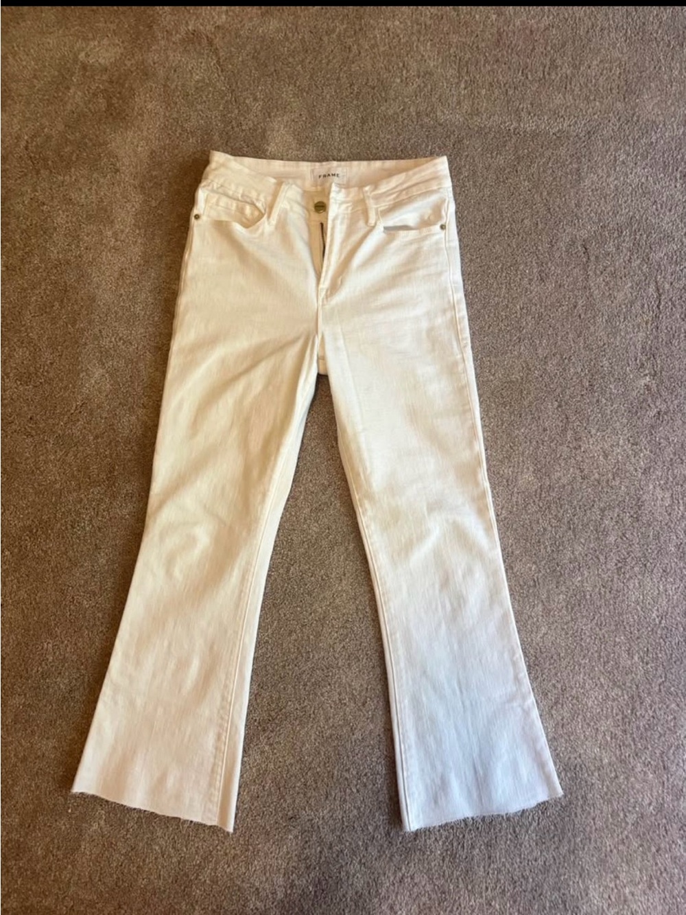 Frame Denim Cream Flare Jeans